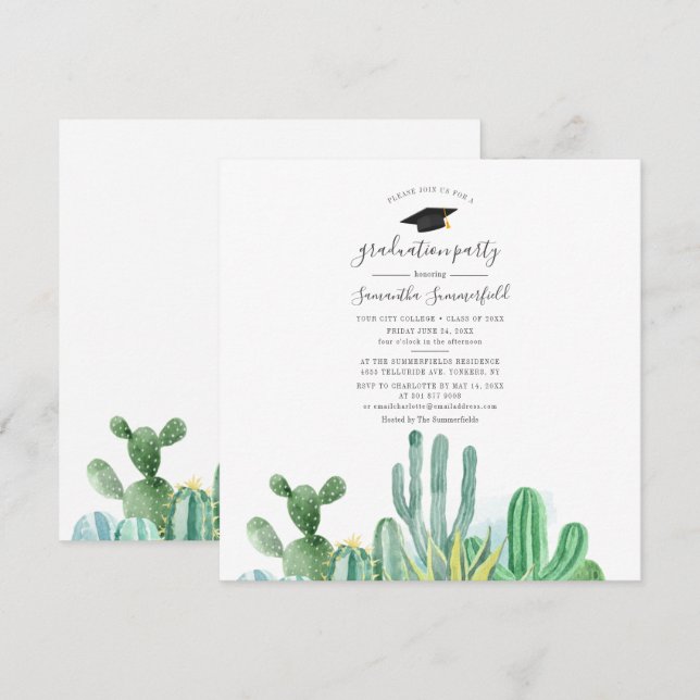 Graduate 2024 Watercolor Graduation Party Invitation (Front/Back)