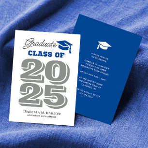 Graduate 2025 Blue and Grey Graduation Invitation
