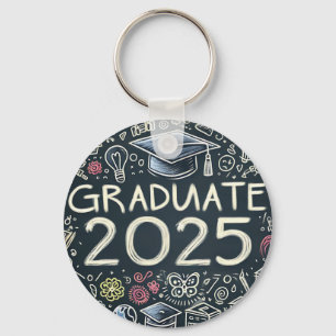 Graduate 2025 with doodles key ring