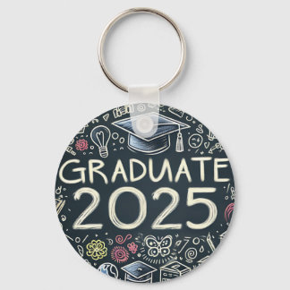 Graduate 2025 with doodles key ring
