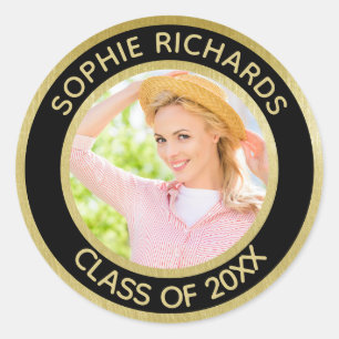 Graduate 2025Photo Personalised Classic Round Sticker