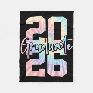 Graduate 2026 Graduation Cap Diploma Tie Dye Premi Fleece Blanket