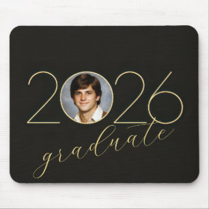 Graduate 2026 Photo Frame on Black Mouse Mat