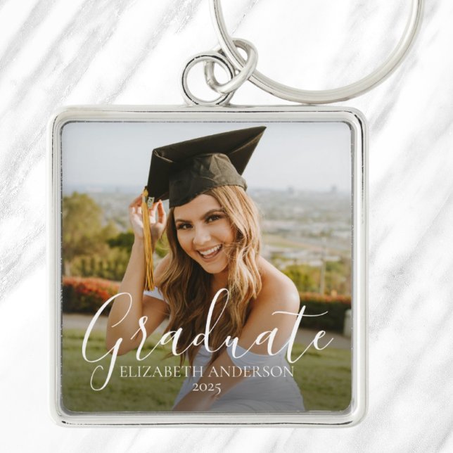 Graduate 2026 Script Custom Photo Key Ring (Graduate 2025 Script Custom Photo Keychain)