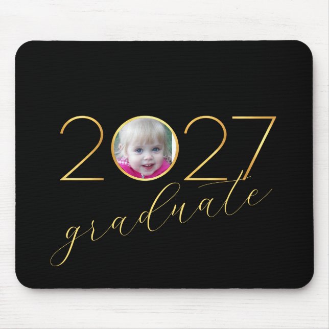 Graduate 2027 Photo Frame on Black Mouse Mat (Front)