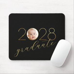 Graduate 2028 Photo Frame on Black Mouse Mat
