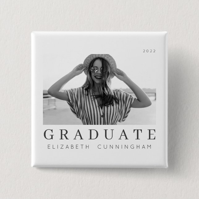 Graduate 20XX Modern Cool Simple Minimalist 15 Cm Square Badge (Front)