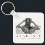 Graduate 20XX Modern Cool Simple Minimalist Photo Key Ring<br><div class="desc">This simple and modern design is composed of serif typography.  "GRADUATE" on a block of colour.</div>