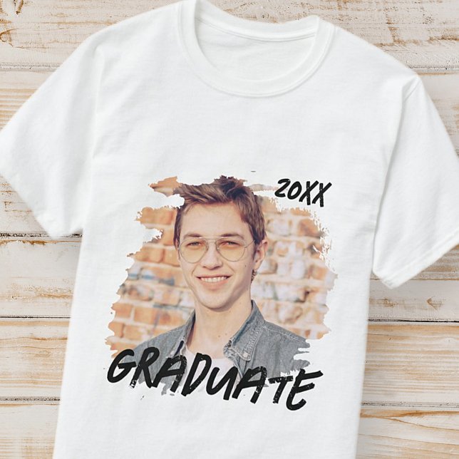 Graduate 20XX Modern Grunge Photo Graduation T-Shirt (Creator Uploaded)