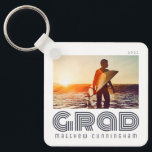 Graduate 20XX Retro Cool Simple Grad Year Key Ring<br><div class="desc">This simple and modern design is composed of serif typography.  "GRAD" on a block of color.</div>