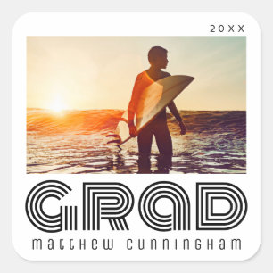 Graduate 20XX Retro Cool Simple Grad Year Square Sticker