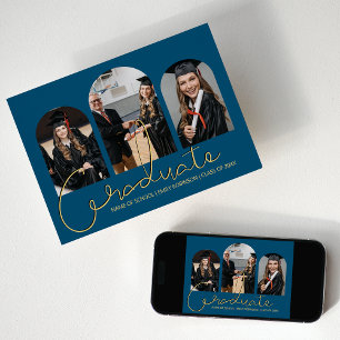 Graduate   3 Arched Photo Collage Announcement