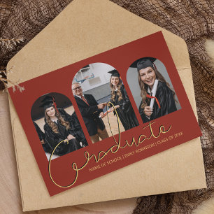 Graduate   3 Arched Photo Collage Announcement