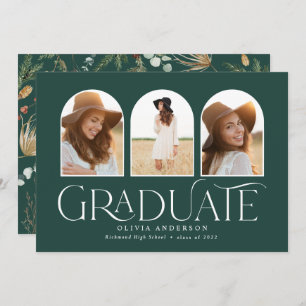 Graduate 3 photo arch watercolor botanical floral announcement
