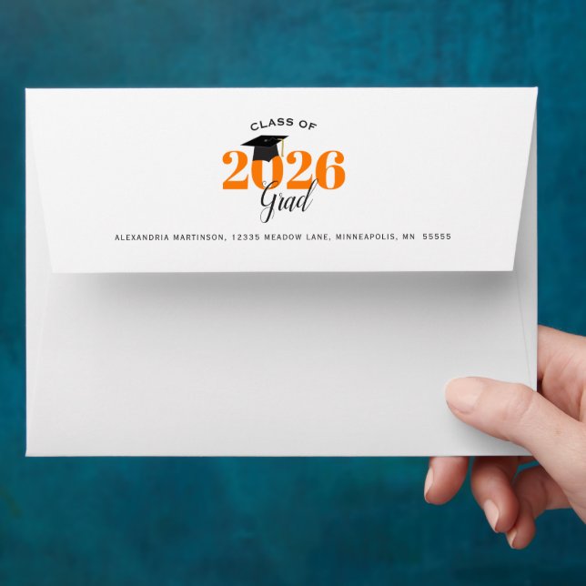 Graduate 3 Photo Collage Orange Graduation Envelope (Hand)
