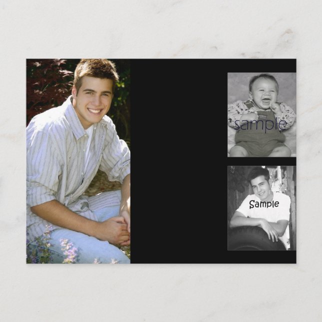 Graduate 3-photo collage postcard (Front)