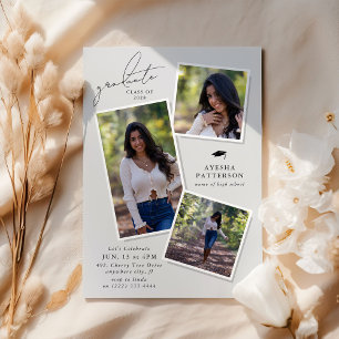Graduate 3 Picture Graduation Party Invitation