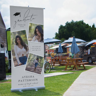 Graduate 3 Picture Graduation Party Retractable Banner
