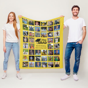 Graduate 44 Photo Collage Gold Personalised Fleece Blanket