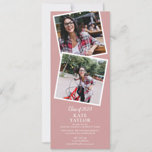 Graduate 4 Photo Dusty Rose Graduation Party Invitation