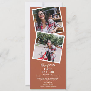 Graduate 4 Photo Terracotta Graduation Party Invitation