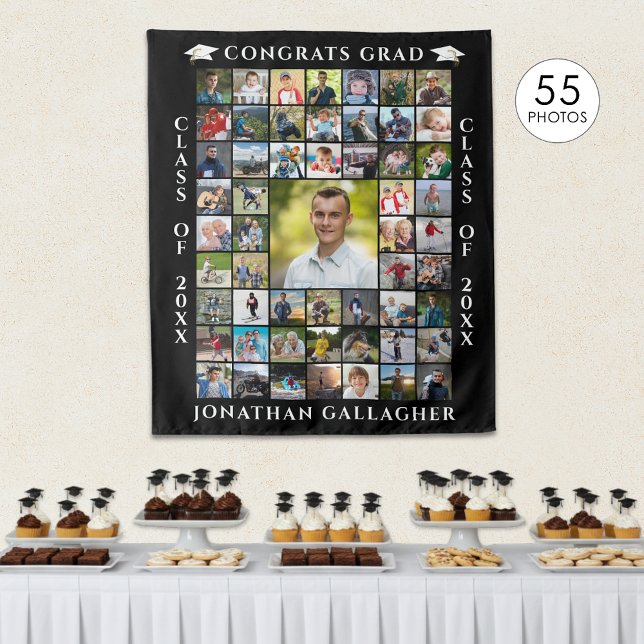 Graduate 55 Photo Collage Congrats Grad Tapestry (Creator Uploaded)