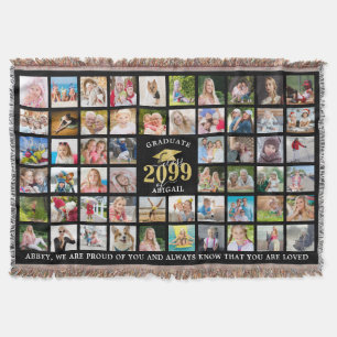 Graduate 57 Photo Collage Class Year Personalised Throw Blanket