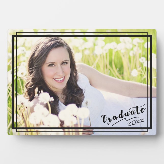 Graduate 5x7 Photo Horizontal Black Border Plaque (Front)