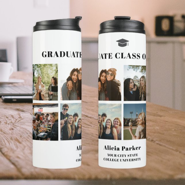 Graduate 8 photo collage graduation class of 2025 thermal tumbler (Creator Uploaded)
