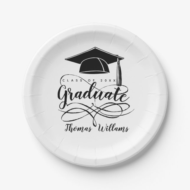 Graduate Add Name and Year Paper Plate (Front)