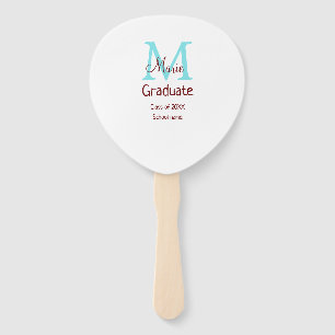Graduate add name monogram green pink simple minim hand fan