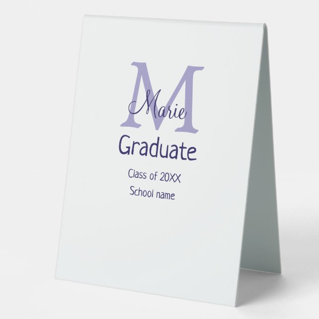 Graduate add name monogram purple simple minimal m (Front)