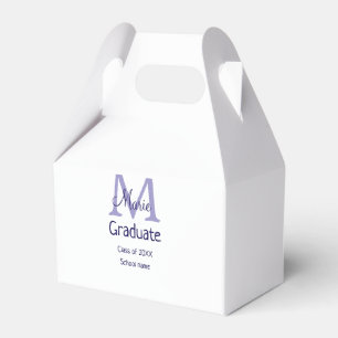 Graduate add name monogram purple simple minimal m favour box