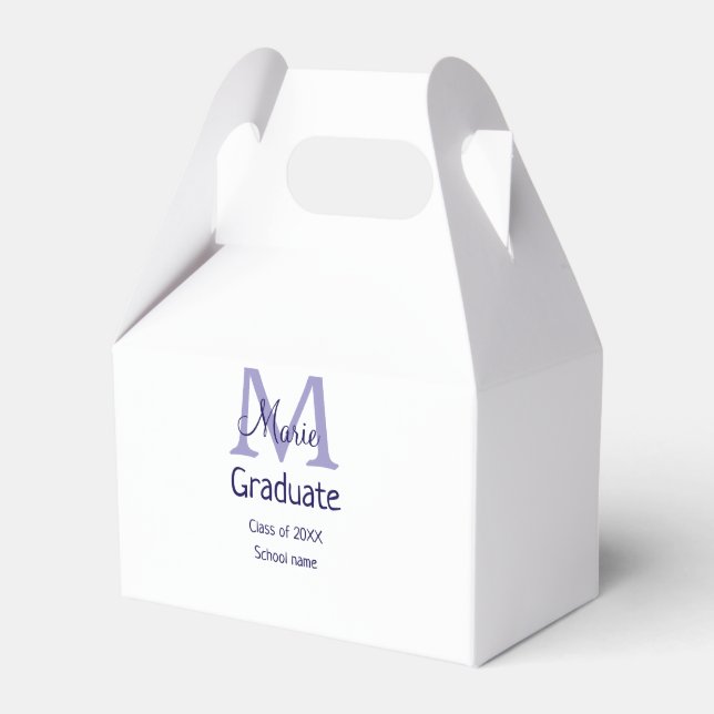 Graduate add name monogram purple simple minimal m favour box (Front Side)