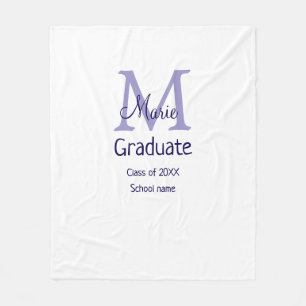 Graduate add name monogram purple simple minimal m fleece blanket
