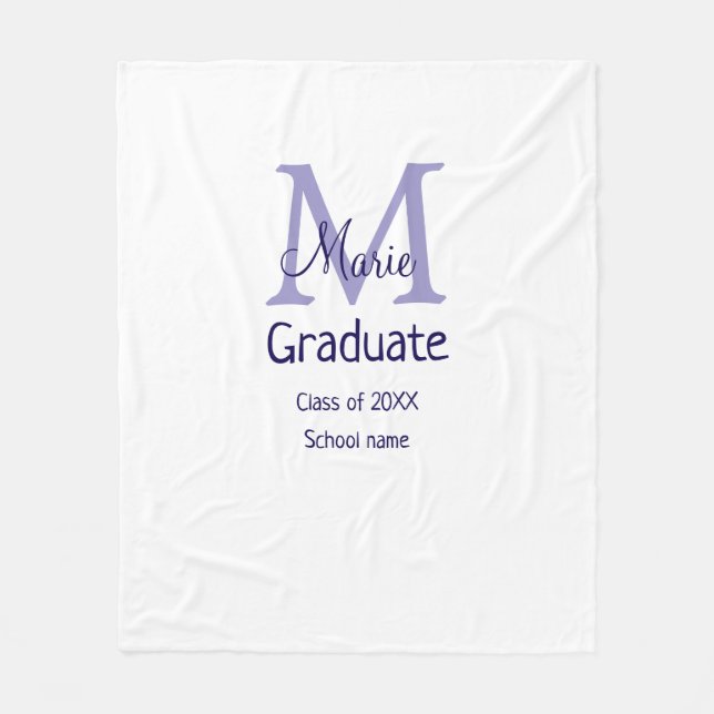 Graduate add name monogram purple simple minimal m fleece blanket (Front)
