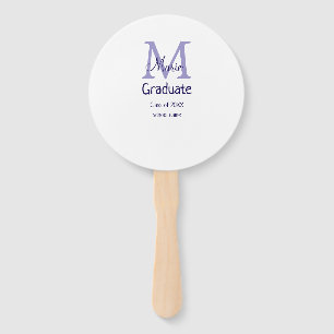 Graduate add name monogram purple simple minimal m hand fan