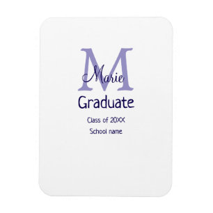 Graduate add name monogram purple simple minimal m magnet