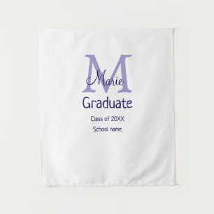Graduate add name monogram purple simple minimal m tapestry