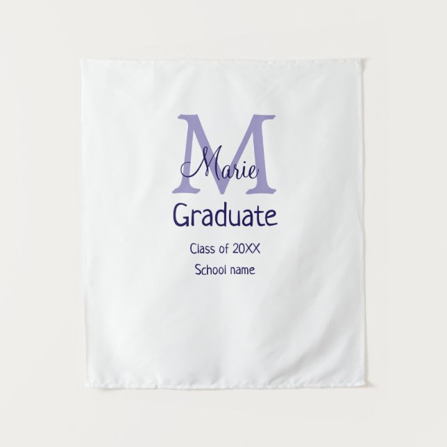 Graduate add name monogram purple simple minimal m tapestry (Front)