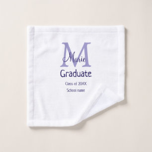 Graduate add name monogram purple simple minimal m wash cloth