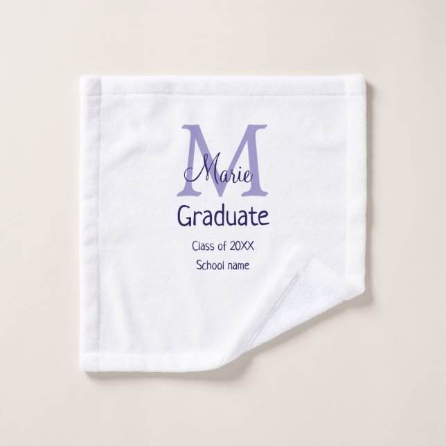 Graduate add name monogram purple simple minimal m wash cloth (Wash Cloth)