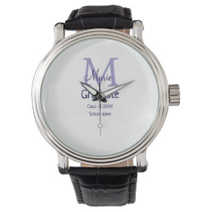 Graduate add name monogram purple simple minimal m watch