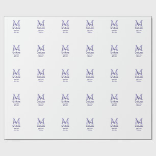 Graduate add name monogram purple simple minimal m wrapping paper