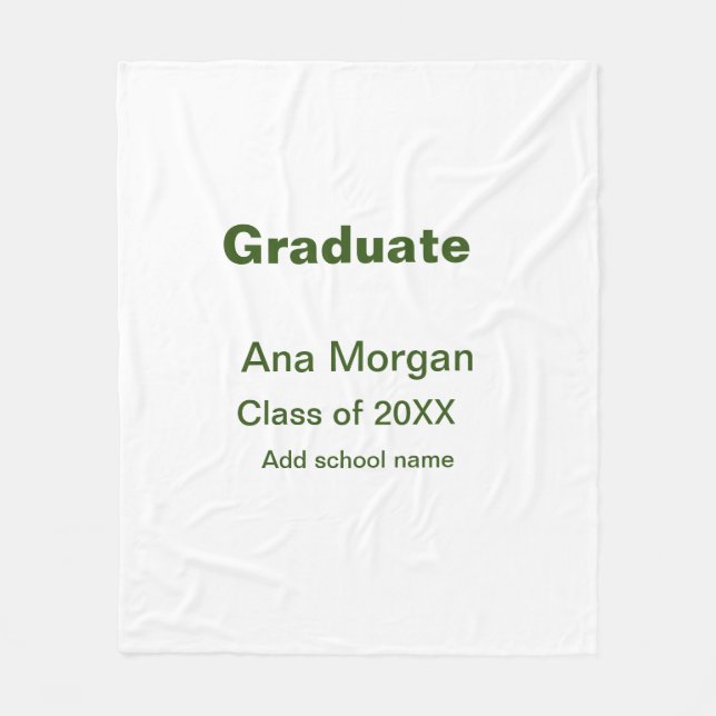 Graduate add name school name class of 20XX simple Fleece Blanket (Front)