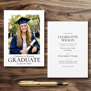 Graduate Announcement Card Photo Formal Simple