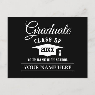 Graduate announcement postcard for him or her