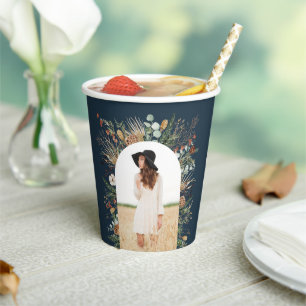 Graduate arch 1 photo blue botanical modern paper cups