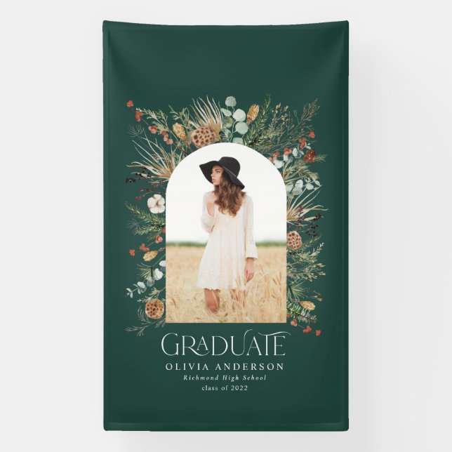 Graduate arch 1 photo green botanical modern banner (Vertical)