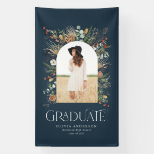 Graduate arch 1 photo navy blue botanical modern banner